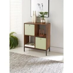 Lokken Printed Storage Cubes 2pk - Sage Diamond -Quality Home Store 395843 2pk printed lokken storage cubes sage diamond