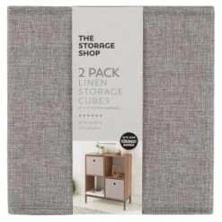 Best Seller -Quality Home Store 395851 2pk linen lokken storage cubes grey 2