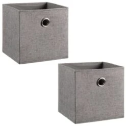 Lokken Linen Storage Cubes 2pk - Grey -Quality Home Store 395851 2pk linen lokken storage cubes grey 3