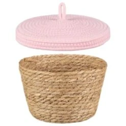 B&M Kendall Basket With Lid - Pink -Quality Home Store 395976 kendall basket with lid pink