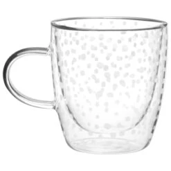 B&M Printed Double Wall Glass Mug - Spots